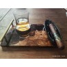 Cigar & Whiskey Serving Tray – Olive Wood, Resin, Tobacco Leaf & Coffee Bean