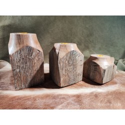 Reclaimed Oak Candle Holders Set 1