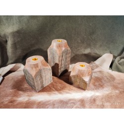Reclaimed Oak Candle Holders Set 2