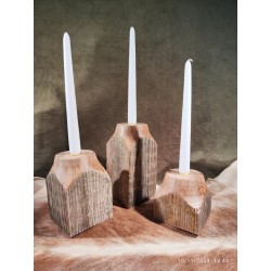 Reclaimed Oak Candle Holders Set 2