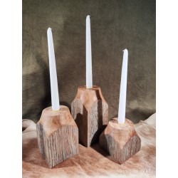 Reclaimed Oak Candle Holders Set 4