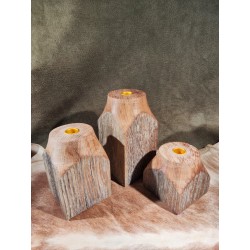 Reclaimed Oak Candle Holders Set 4